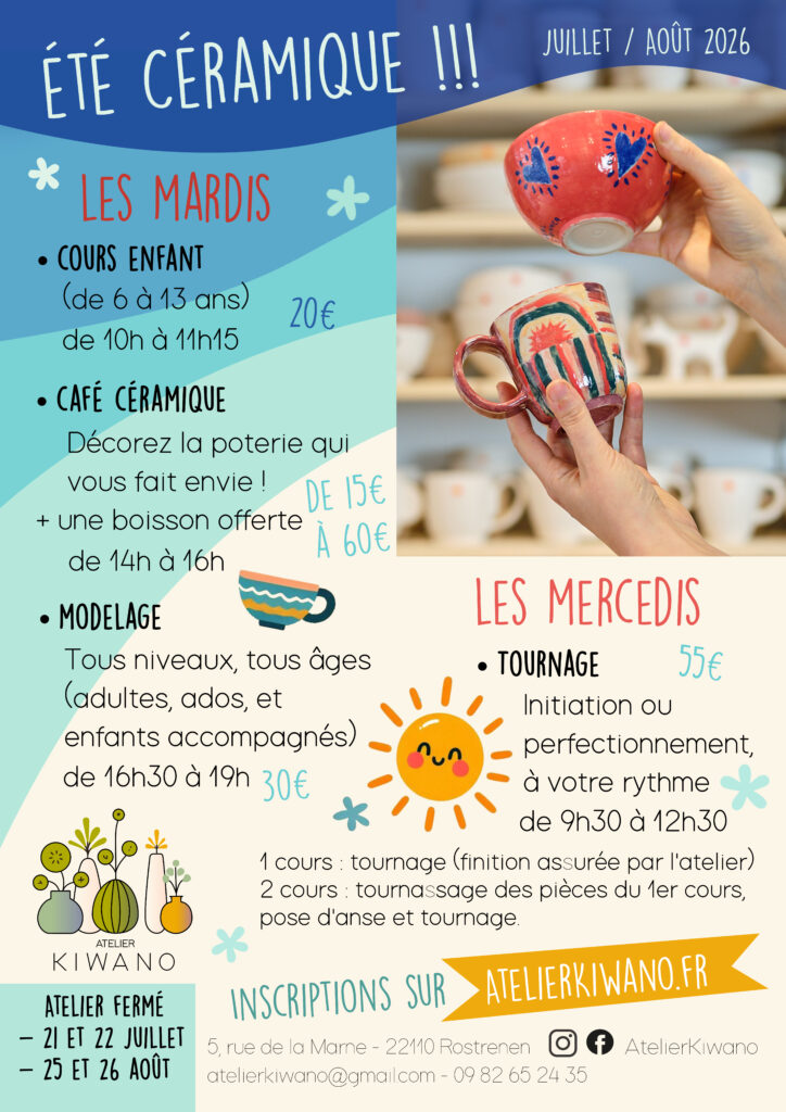 Programme été 2026 Juillet / Aoûte Atelier Kiwano 